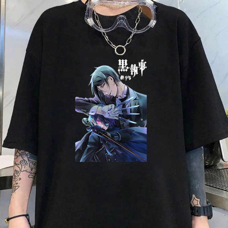 New Women Men Fashion T Shirt Funny Anime Black Butler Sebastian Michaelis Ciel Phantomhive Print T Shirt Unisex Casual Tops