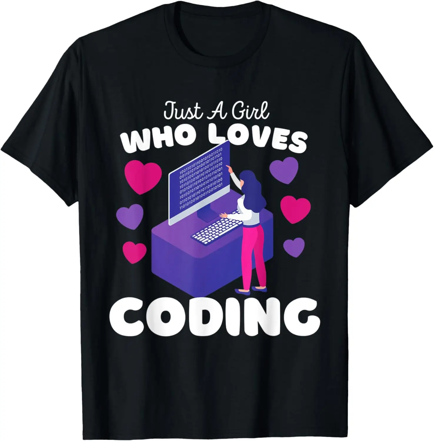 Just A Girl Who Loves Coding - Cute Girls Computer T-Shirt