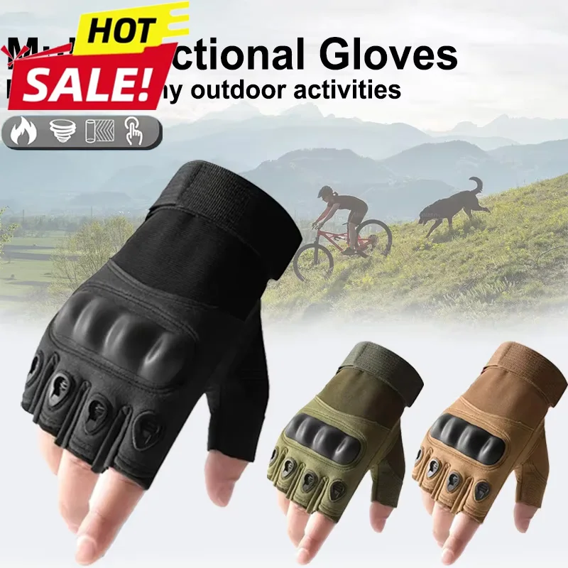 

﻿ 1 Pair Tactical Fingerless Gloves for Men and Women - Ideal for Outdoor Sports, Shooting, Hunting, Airsoft, and Cycling