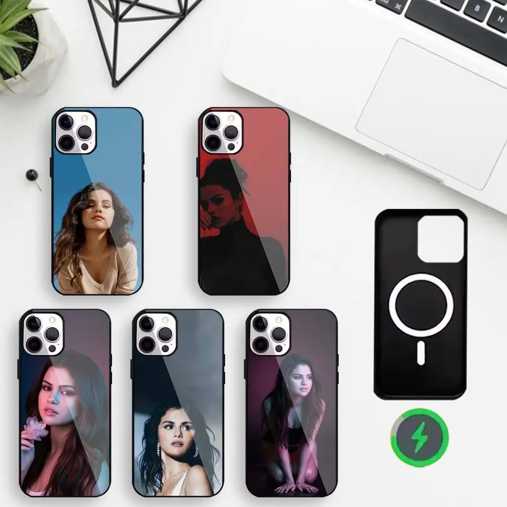 

Чехол для телефона S-Selena G-Gomez B-BlueSt Flame для iPhone 17,16,15,14,13,12,11 Макс, черный защитный чехол с беспроводной зарядкой