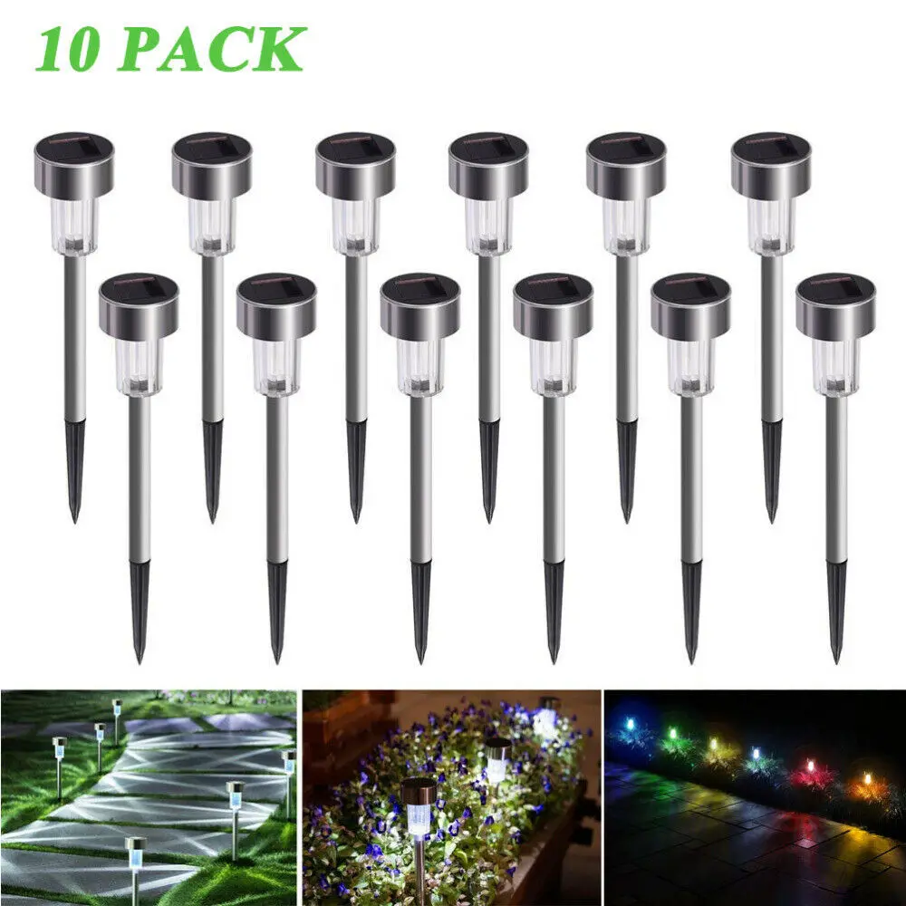 

Outdoor 10Pcs Led Solar Light Waterproof Stainless Solar Pathway Landscape Garden Lights Decorations For Lawn/patio/yard/walkway