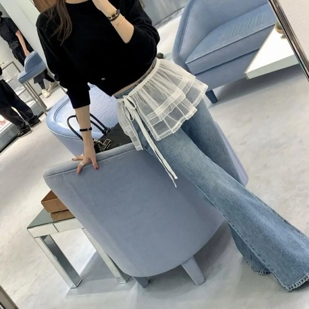 Moda Balletcore Minigonne in pizzo Stile coreano Y2k Gonne con volant Vita alta Tenda corta sul sedere Streetwear