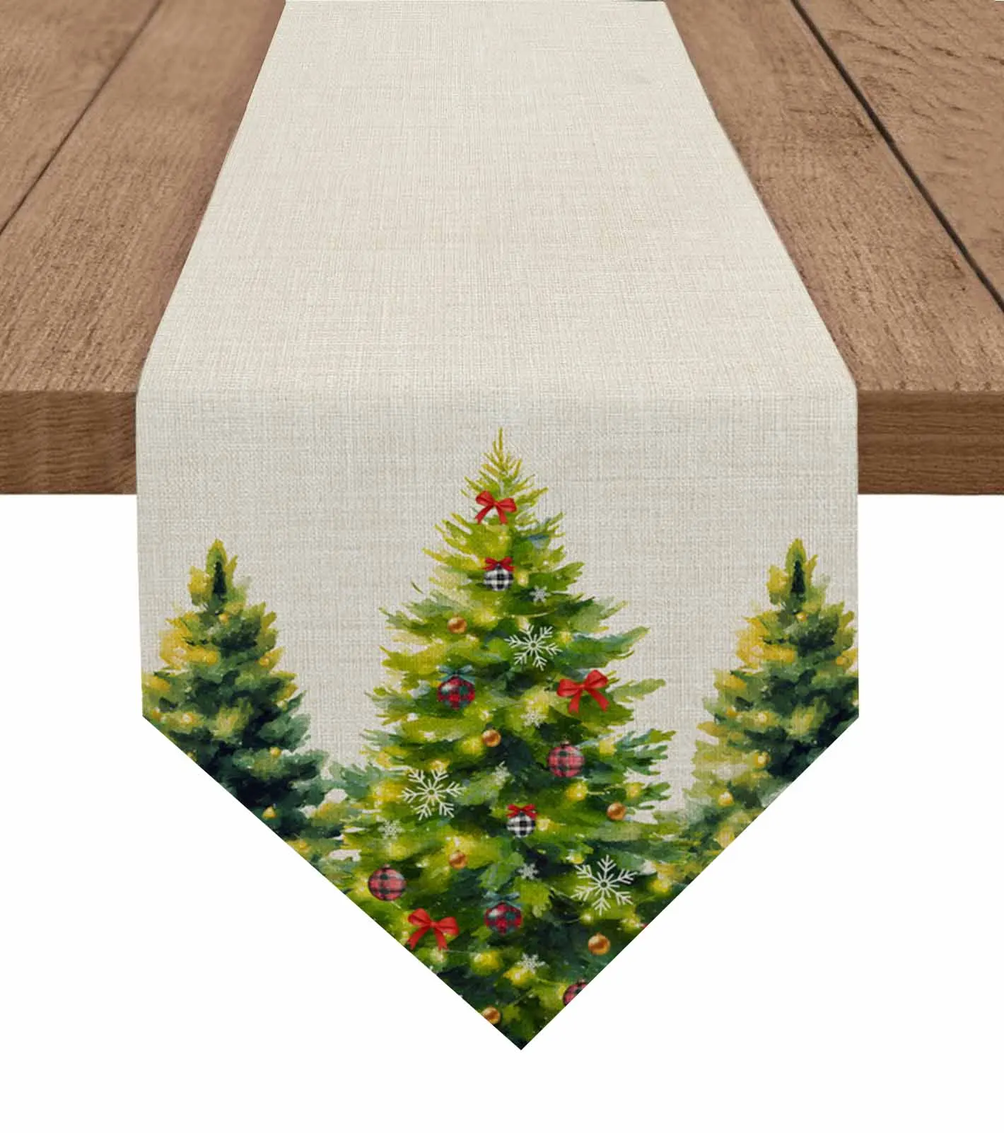 

Зимняя рождественская елка, льняная дорожка, чехол из хлопка и льна, декор свадебного стола, скатерть, кухонный декор