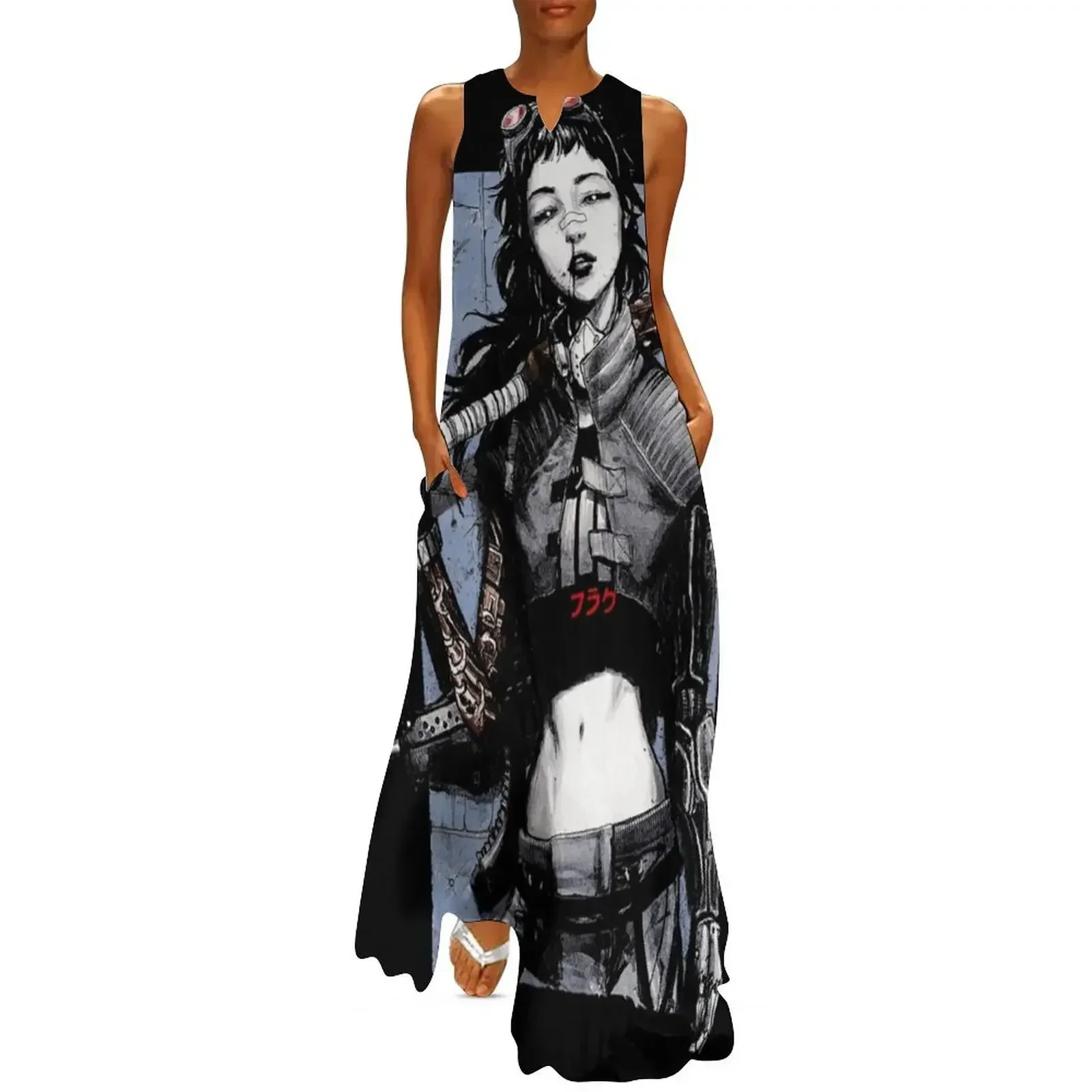 

Vaporwave Cyberpunk Girl Japanese Urban - Blue Anime Gift Long Dress dress for women 2025 Dress
