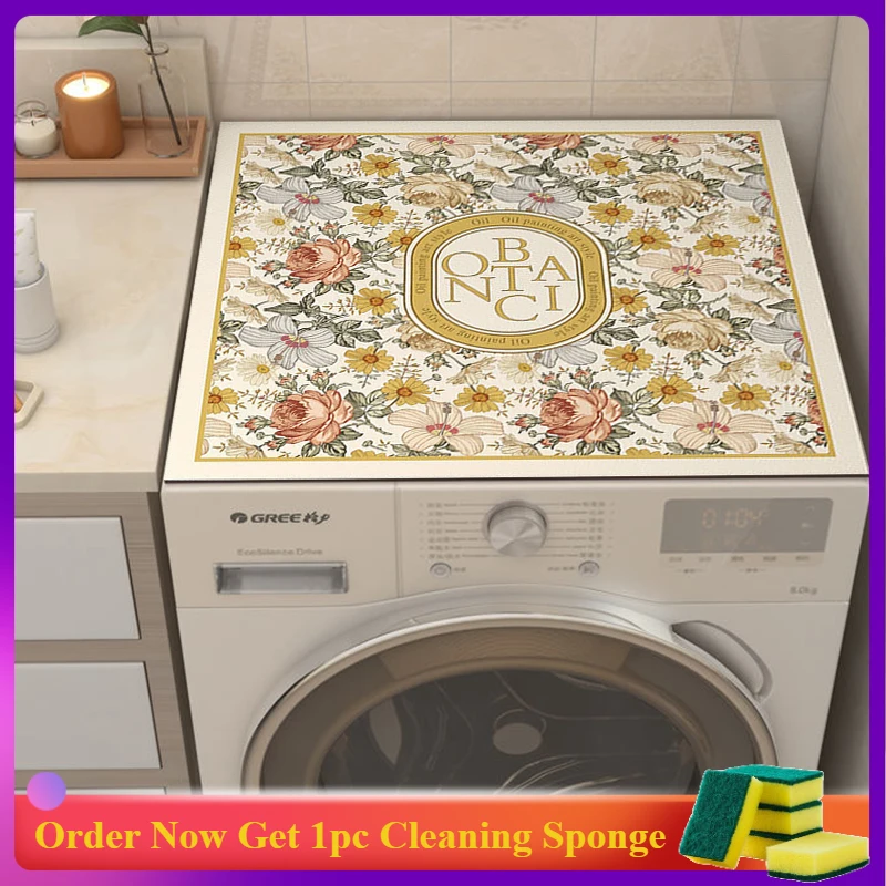 

Washing Machine Dust Proof Mat Bathroom Rug Waterproof Flower Furniture Protecor Faux Leather Macrowave Table Pad Home Decor 매트