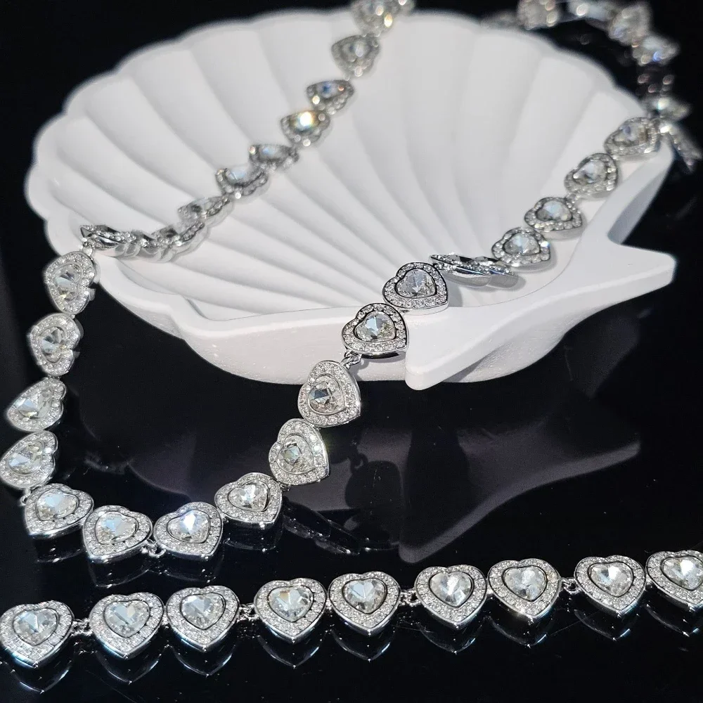 

YEEVAA белый кристалл сердце паве кубический цирконий ожерелье браслет серьги обручальные свадебные украшения для женщин свадебный подарок