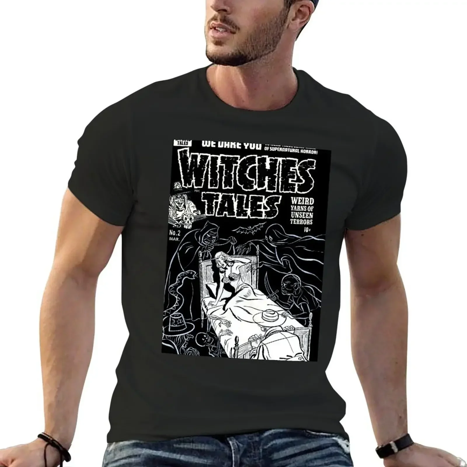 Witches Tales #2 (Harvey Horror Comics) - restored original b/w artwork T-Shirt man clothes plus sizes men workout shirt