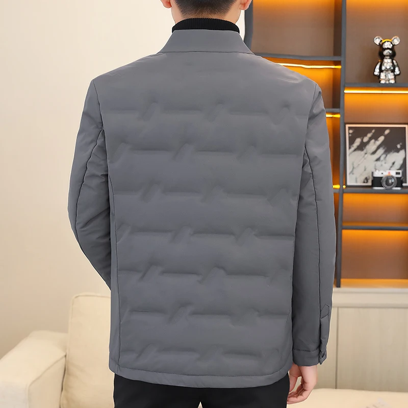 Business Casual 2024 Autumn Winter Men\'s White Duck Down Jacket Outwear Solid Color Warm Short Puffer Coat Thick Parkas Clothing