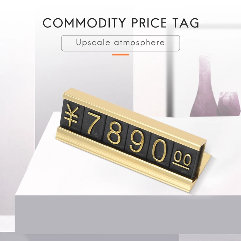 Étiquettes de prix en métal doré, chiffres arabes, 19 groupes