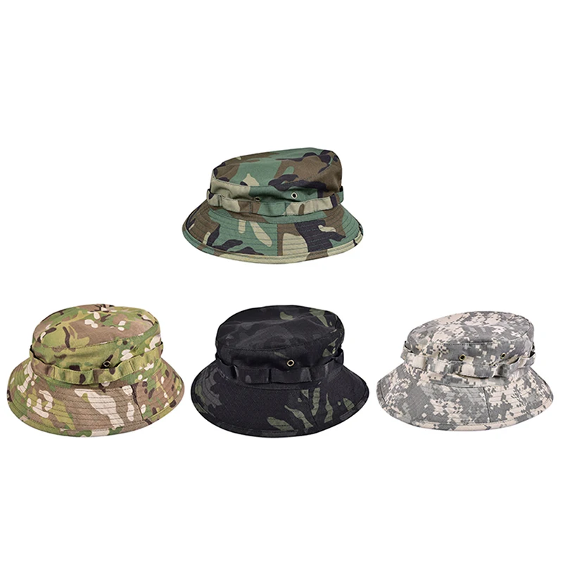 Boonie Hat Military Tactical Bucket Hats for Safari Men Women Hunting Fishing Outdoor Camo Camouflage Cotton Sun Cap