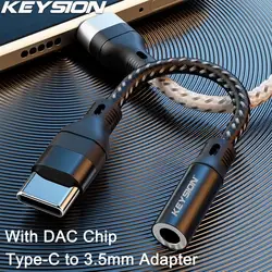 KEYSION USB Type C to 3.5mm DAC Chip Headphone Adapter USB C to Jack Audio AUX Cable for iPhone 15 Samsung Huawei Realme Xiaomi