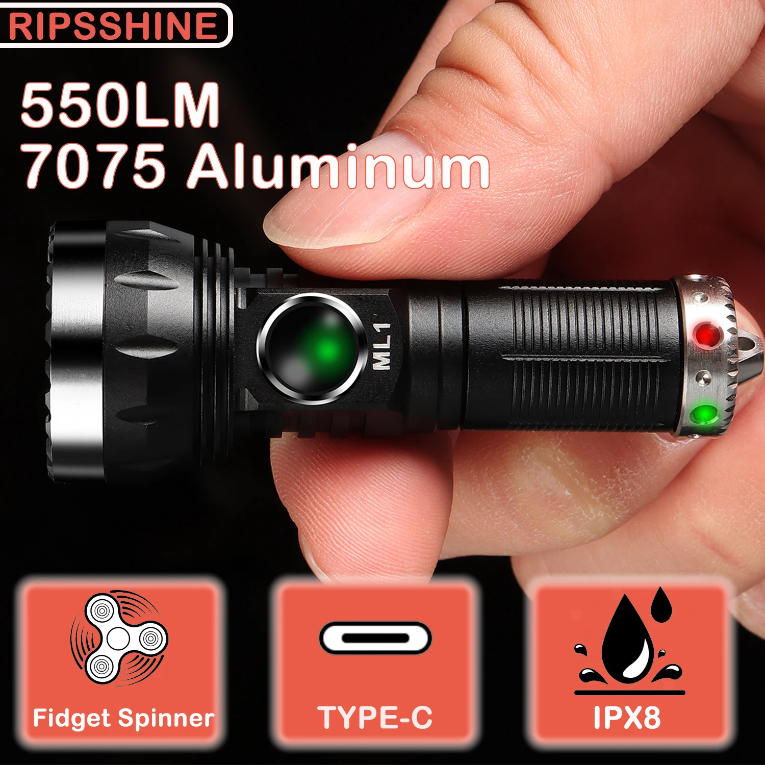 

Мини-фонарик Thrower 550LM | Длинный спектр 355 м | Размер брелка 65 мм | 7050 Алюминий | Волчок Непоседа игрушка | Аккумулятор 10220.