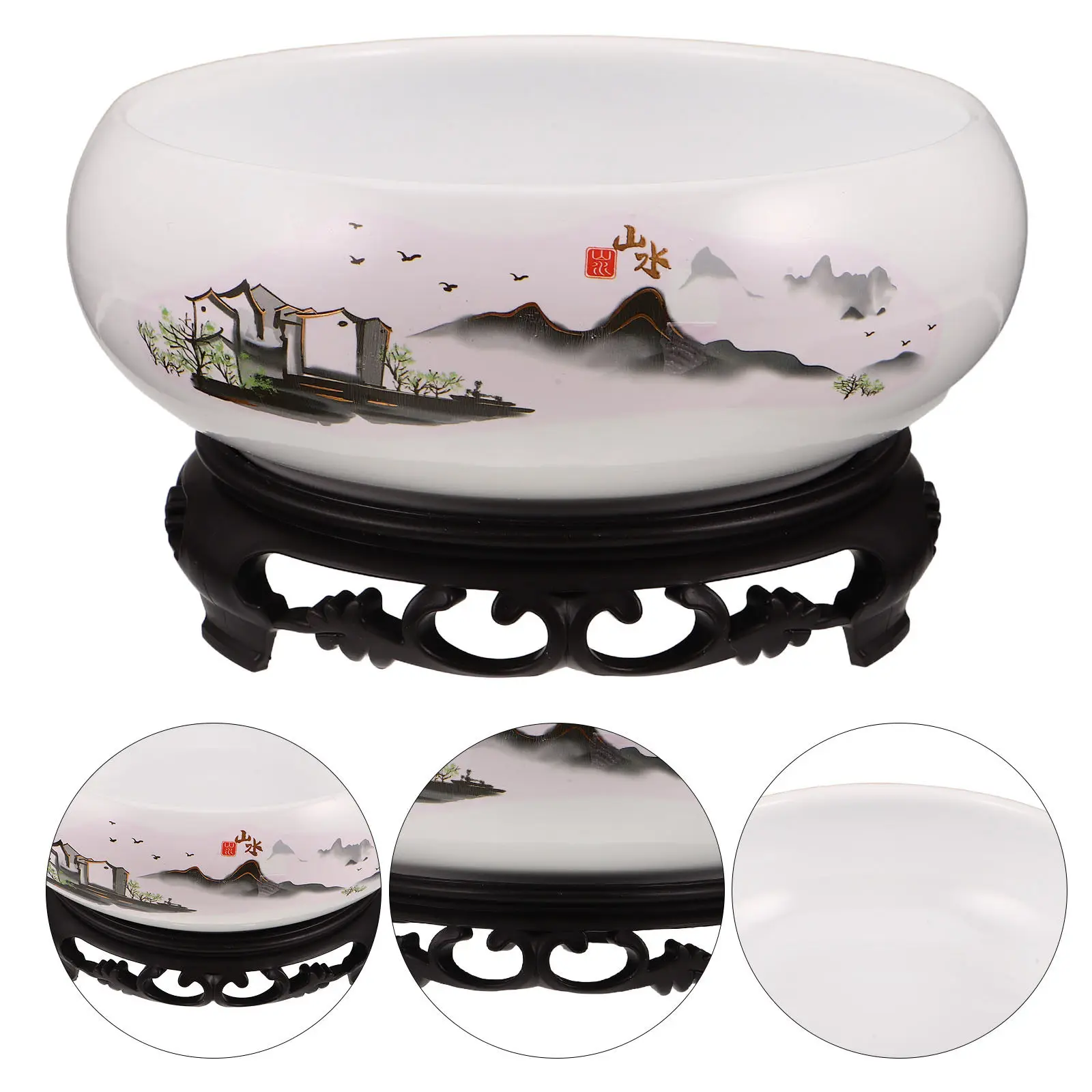 Lotus Bowl Flower Pot 20 Inch White Ceramic Hydroponic Planter No Drainage Design for Water Lily Betta Fish Indoor Tabletop