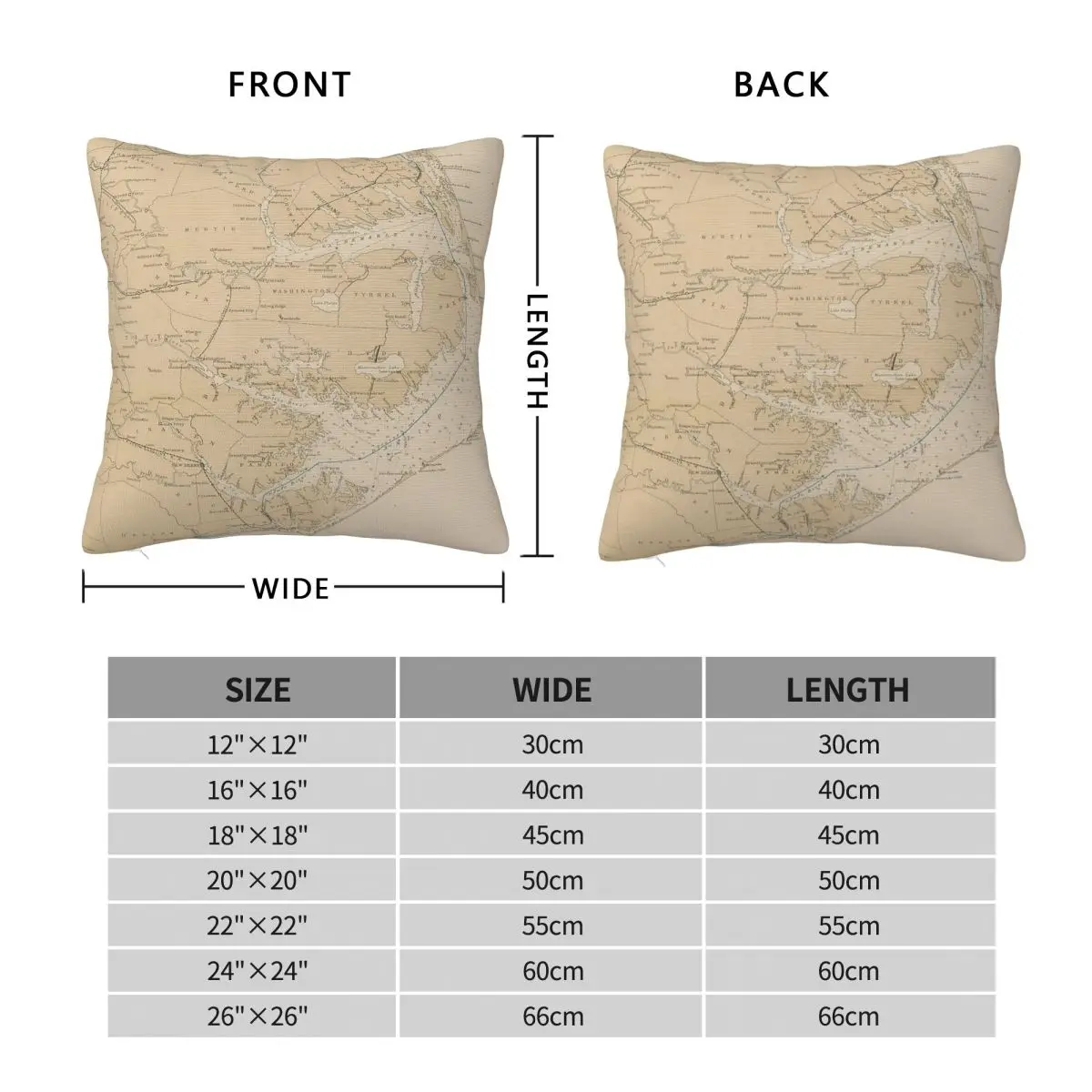 North Carolina Coast Square Pillowcase Polyester Linen Velvet Pattern Zip Decor Throw Pillow Case Sofa Seater Cushion Cover