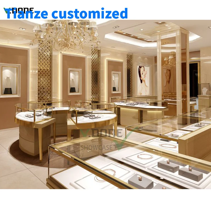 [Customized]High End Jewelry Stand Showcase Jewellery Store Furniture Display Cabinet Shop Fitting Jewelry Kiosk Shopping Mall R