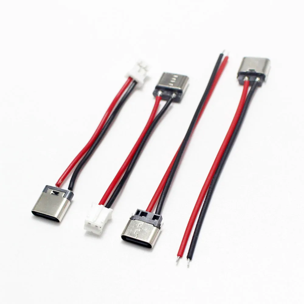 1-10pcs USB Type-C 2Pin Horizontal / Vertical 2P PH2.0 Simple Soldered Male Plug-in Board Quick Charging Socket USB-C Connector