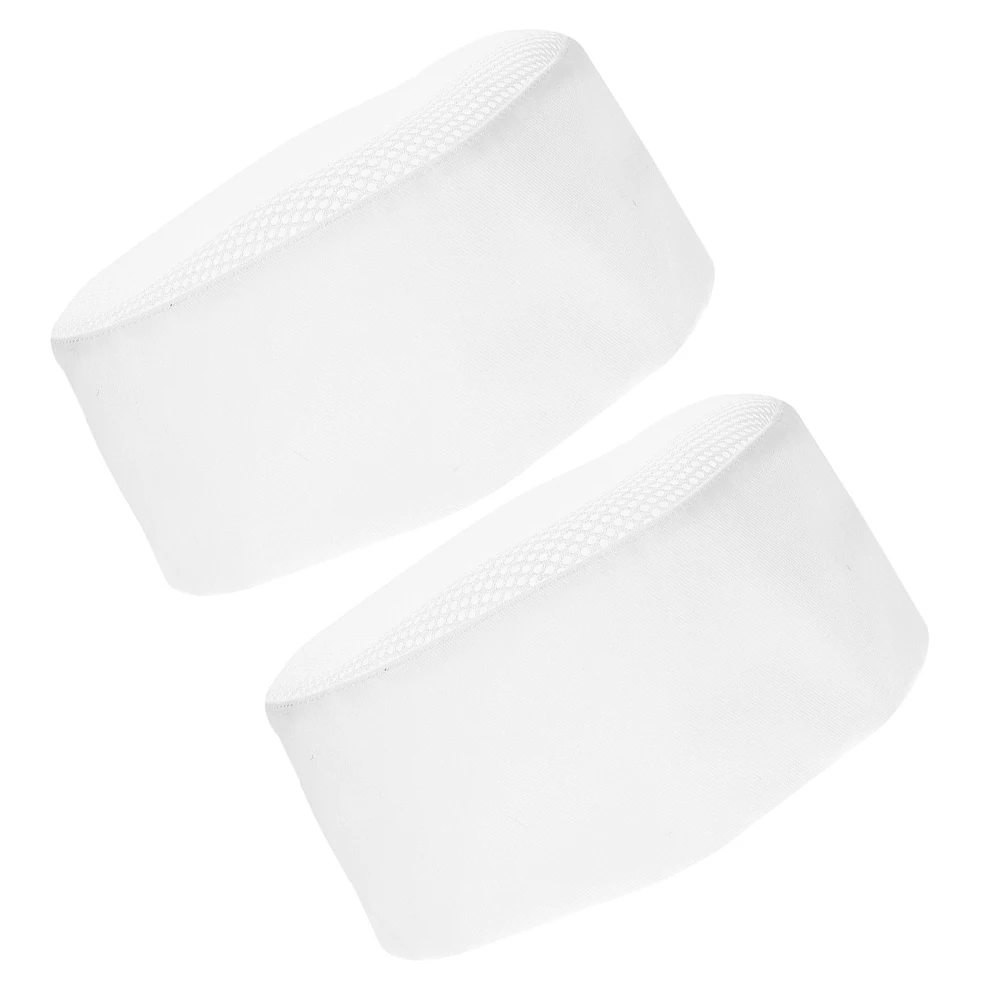 

2PCS Chef Cotton Polyester Breathable Oil Resistant Kitchen Work Hat Fast Food Hat Baker Catering Fast Food Cap