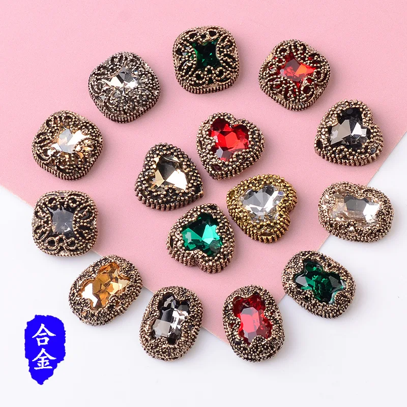 

100 pieces set DIY handmade jewelry new lace lace peach heart, square water crystal jewelry with material spot wholesale
