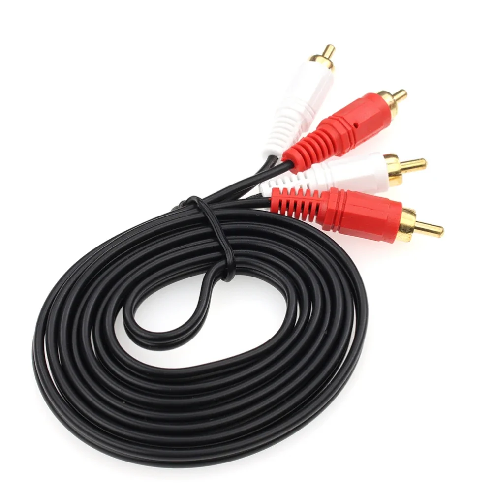 100pcs 150cm 2 RCA To 2 RCA Male to Male Lead Wire Audio Cable For Home Theater DVD Amplifier TV