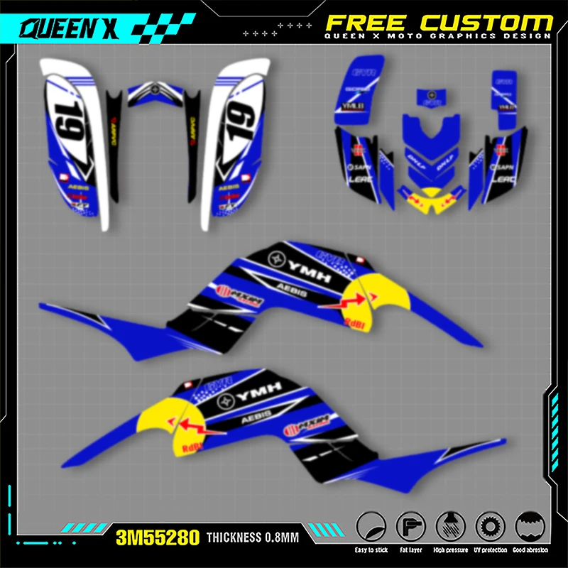 

Queen X MOTOR Fairing Motorcycle Graphics Background Decal Stickers Kits For Yamaha RAPTOR 660 ATV