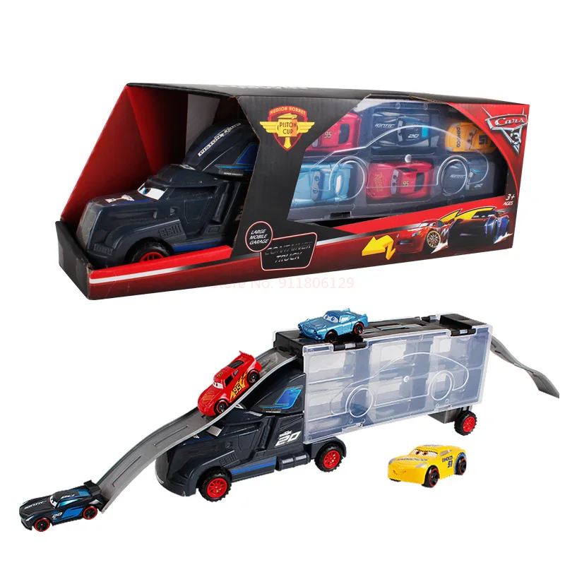 Disney Pixar Cars 3 Diecast Metal Alloy Truck Hauler With 6 Small Cars Cars 3 Mcqueen Jackson Storm Mcqueen Toys Children Gift