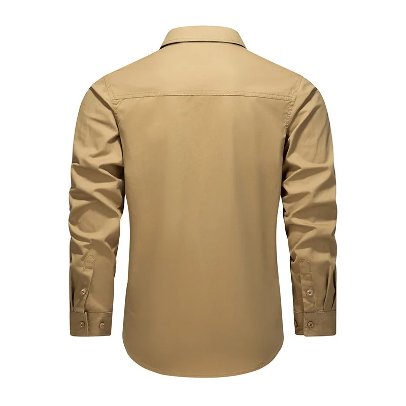 2025 primavera outono tendência americana vintage não-ferro algodão camisas de carga para homem, solto versátil gang bonito camisa masculina/camisa