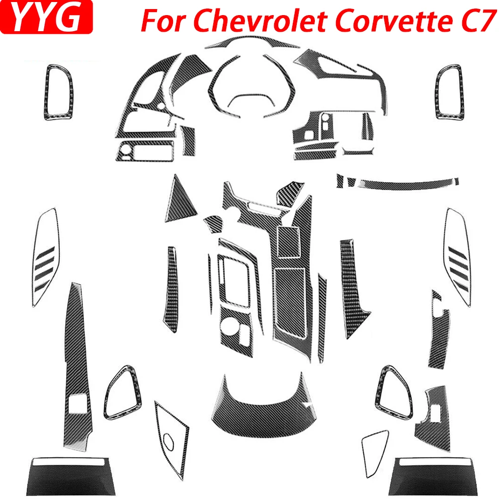 

56Pcs Real Carbon Fiber Kits Full Exterior Trim Car Interior Decoration Accessories Retrofit Sticker For Corvette C7 2014-2019