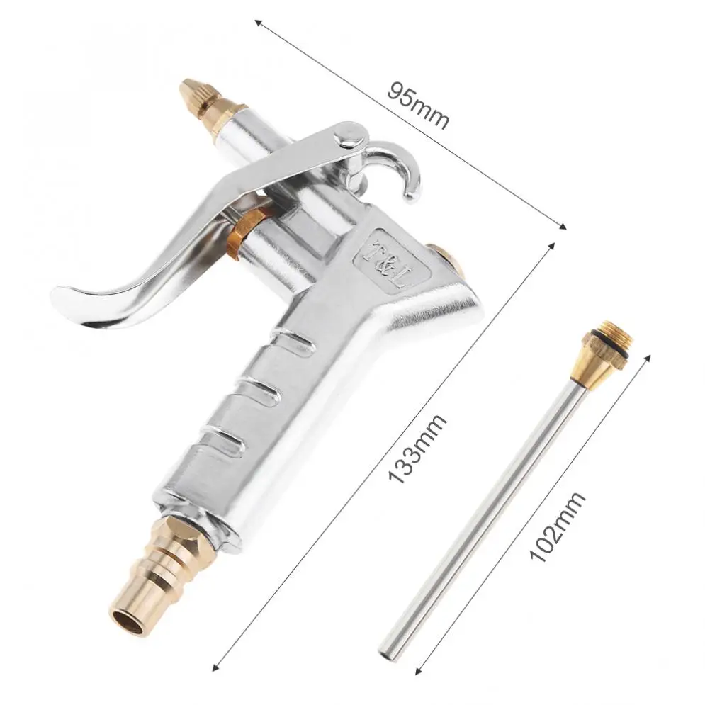 Mini Pistola neumática de soplado de polvo, herramienta de pulverización con puerto de entrada de aire de 7,5mm y boquilla de 10cm de largo para limpiar el polvo, pistola de soplado de aire