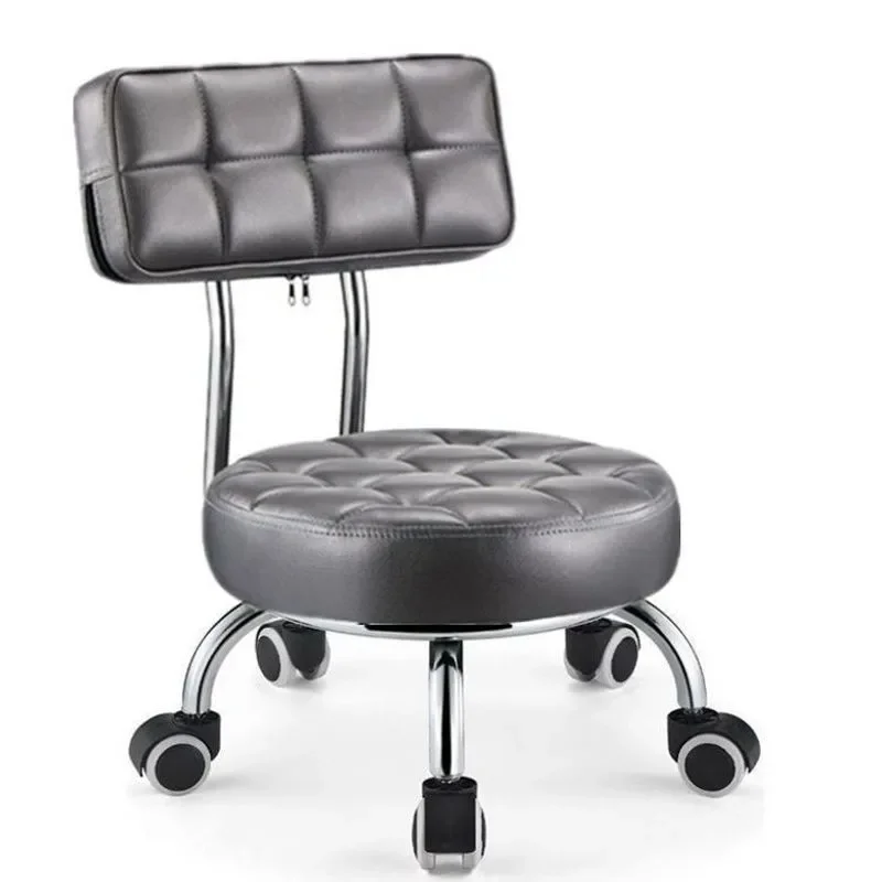 360 Swivel Rolling Stool Low Round Seat for Manicure Pedicure Salon Home Shoe Changing Sofa Side Compact Design