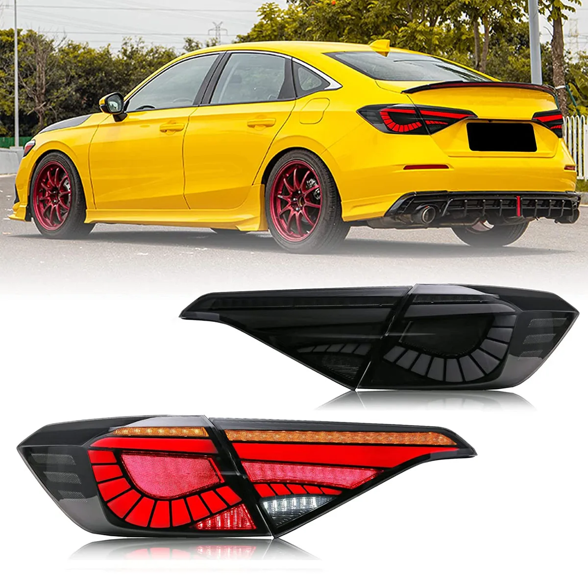 

TYPY Car Lights For Honda Civic 11th Gen 2023 Tail Light Assembly LED Lights Rear Tail Lamps Sequential Turn Signal Brake Lamp