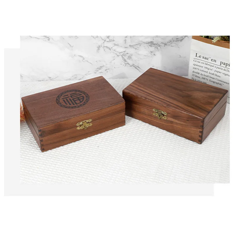 Jewelry Box Packaging High-end Gold Jewelry Ring Necklace Storage North American Black Walnut Jewelry Box