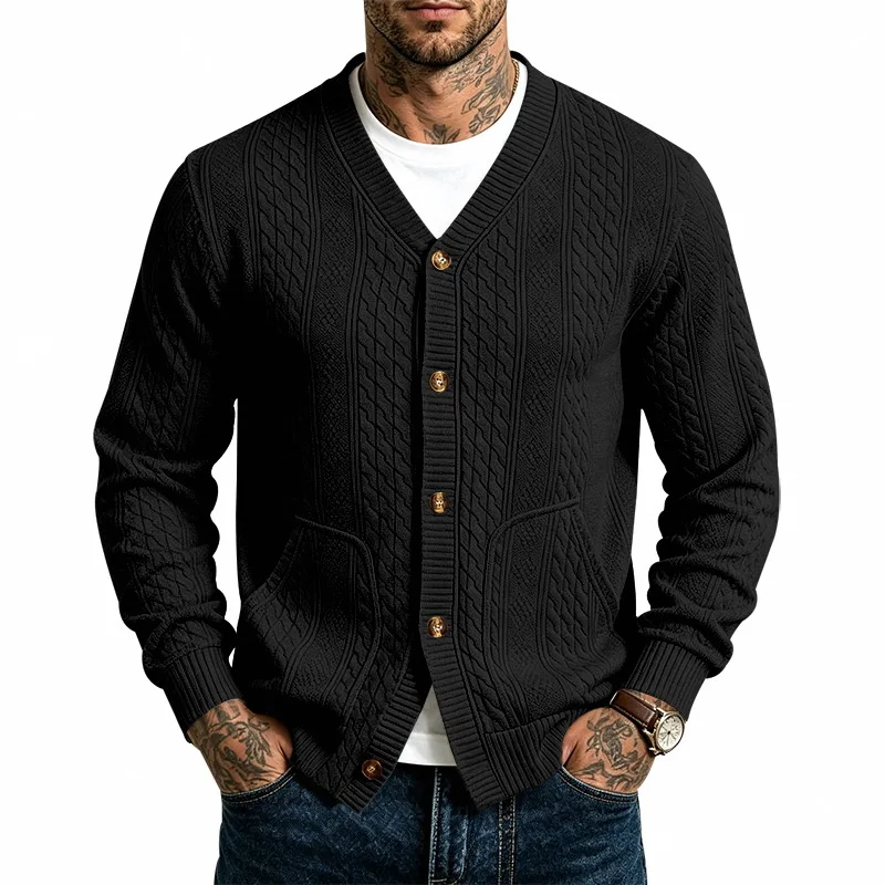 2026 American blockbuster men's autumn new minimalist style TK explosion home leisure commuter knitted jacket