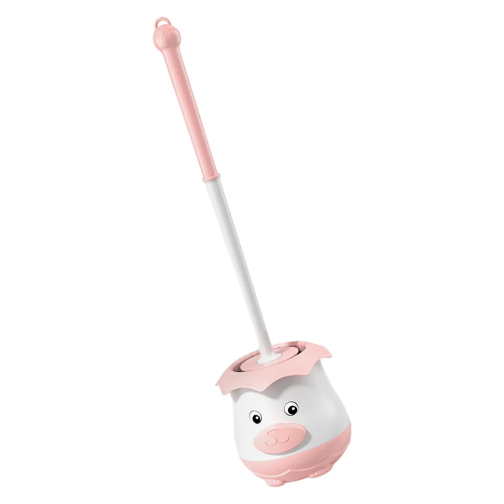 

Toilet Brush with Holder Cartoon Design Long Handle Soft Bristles Thorough Clean Bathroom Accessories