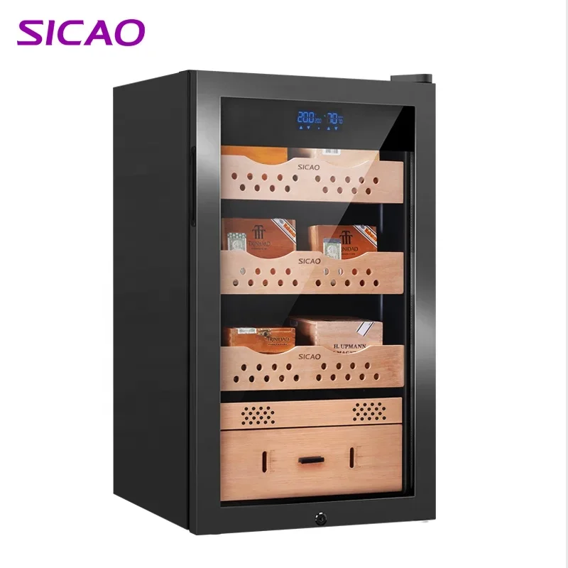 82L R600a Mini Intelligent Digital Display Holds 500 Cigar Cabinet Cooler Natural Spaniedar Wood Cigar Cooler Humidor