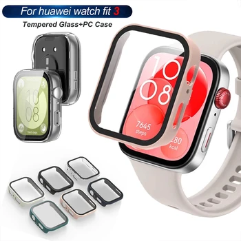 Horlogekasten van gehard glas voor Huawei Watch Fit 3, rondom schermbeschermer, harde pc-bumper horlogekast voor Huawei Watch Fit3