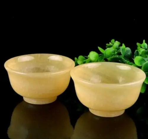 100%Natural Chinese yellow Jade bowl Hand carved Diameter about 10cm 4inch