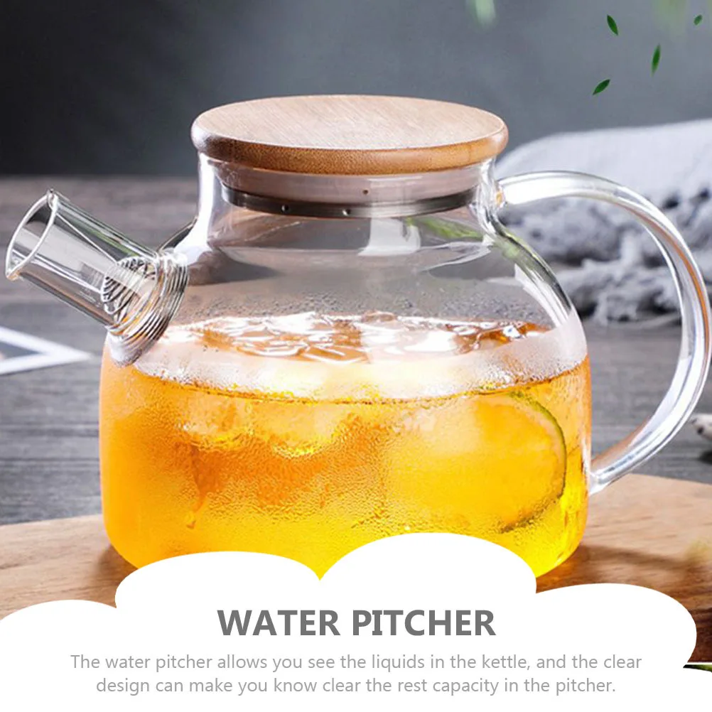 

Glass Pitcher Transparent Cooling Water Pot Ergonomic Handle Kitchen Juice Milk Kettle Living Room Water Container