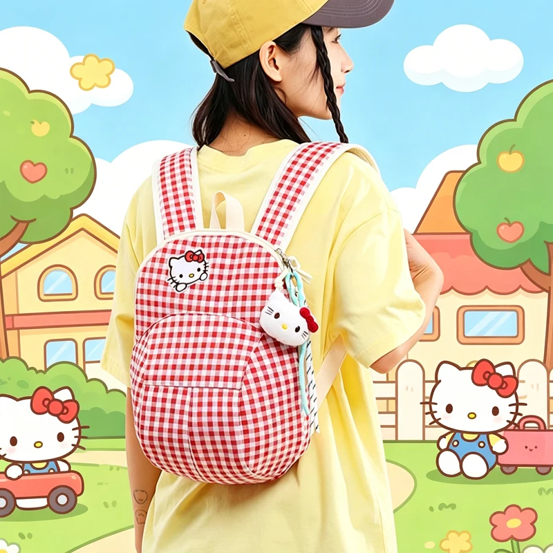 

Anime Hello Kittys Backpack Baseball Cap Packet New Kawaii Spring Summer Light Leisure Travel Nylon Bags for Woman Student