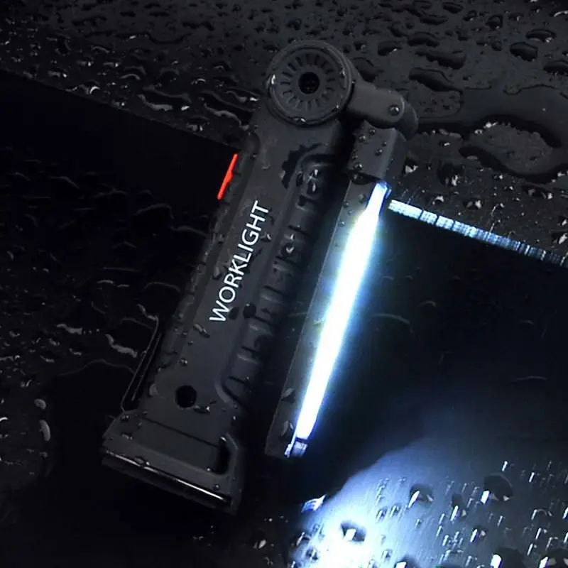 

Portable Folding COB LED Flashlight Rechargeable Work Light With Built-in Battery Magnetic Camping Torch Lamp For Outdoor Use