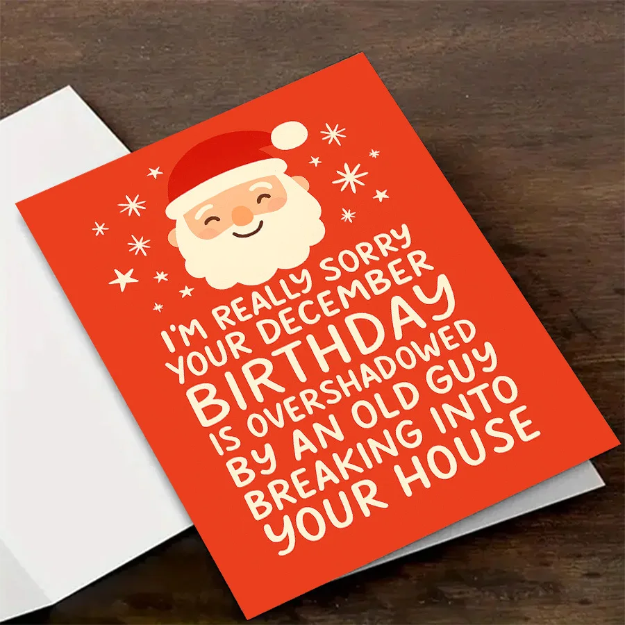 A humorous birthday and Christmas card, suitable for December celebrations, is an ideal choice for giving to friends and family