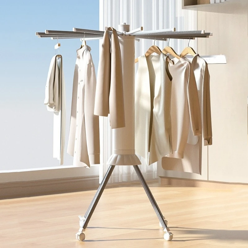 Metal Folding Clothes Racks With Wheel Plastic Floor Portab…