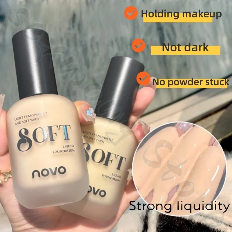 NOVO liquid foundation lasts for a long time and is not easy to remove makeup. Invisible pores improve dullness and depression