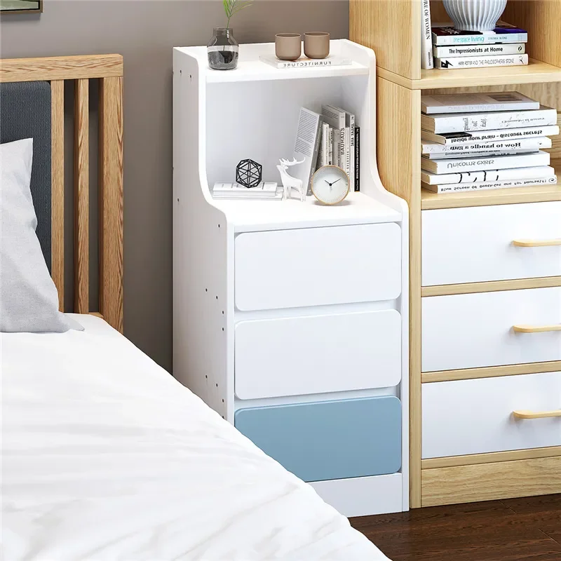 for Nordic Style Mini Bedside Table Simple Modern Small Shelf Long Cabinet Ins Home Decor Storage Nightstand