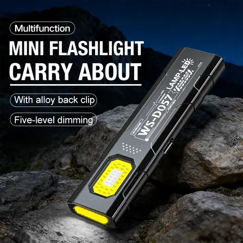 Lampe de travail multifonctionnelle LED magnétique rouge et bleue clignotante, mini lampe extérieure puissante, super lumineuse, lampe de maintenance, lampe torche
