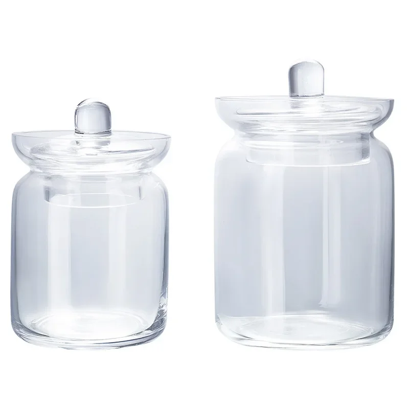 

Modern simple transparent upper and lower cover artificially blown glass storage tank, modern simple home storage candy jar