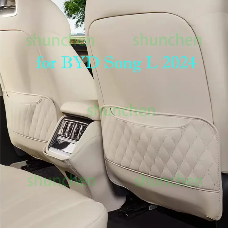 

Car Rear Row Anti-kick Covers for BYD Song L 2024 Seat Back Kick Protector Dirt-proof Leather Fashion Interior Accessories