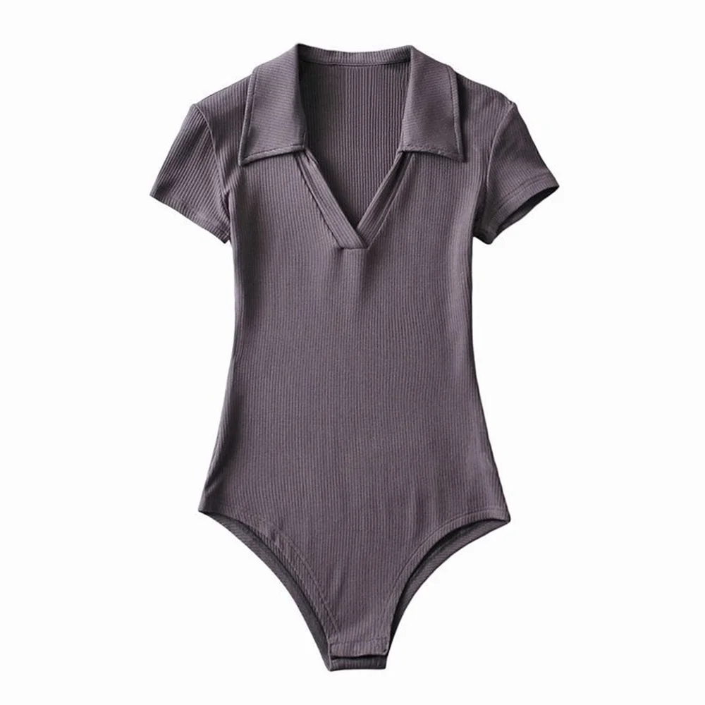 جديد إمرأة ارتداءها الملابس الداخلية ملابس خاصة قصيرة الأكمام سليم صالح مثير بذلة عادية الأساسية الأعلى Bodycon الخامس الرقبة Hotsweet قميص