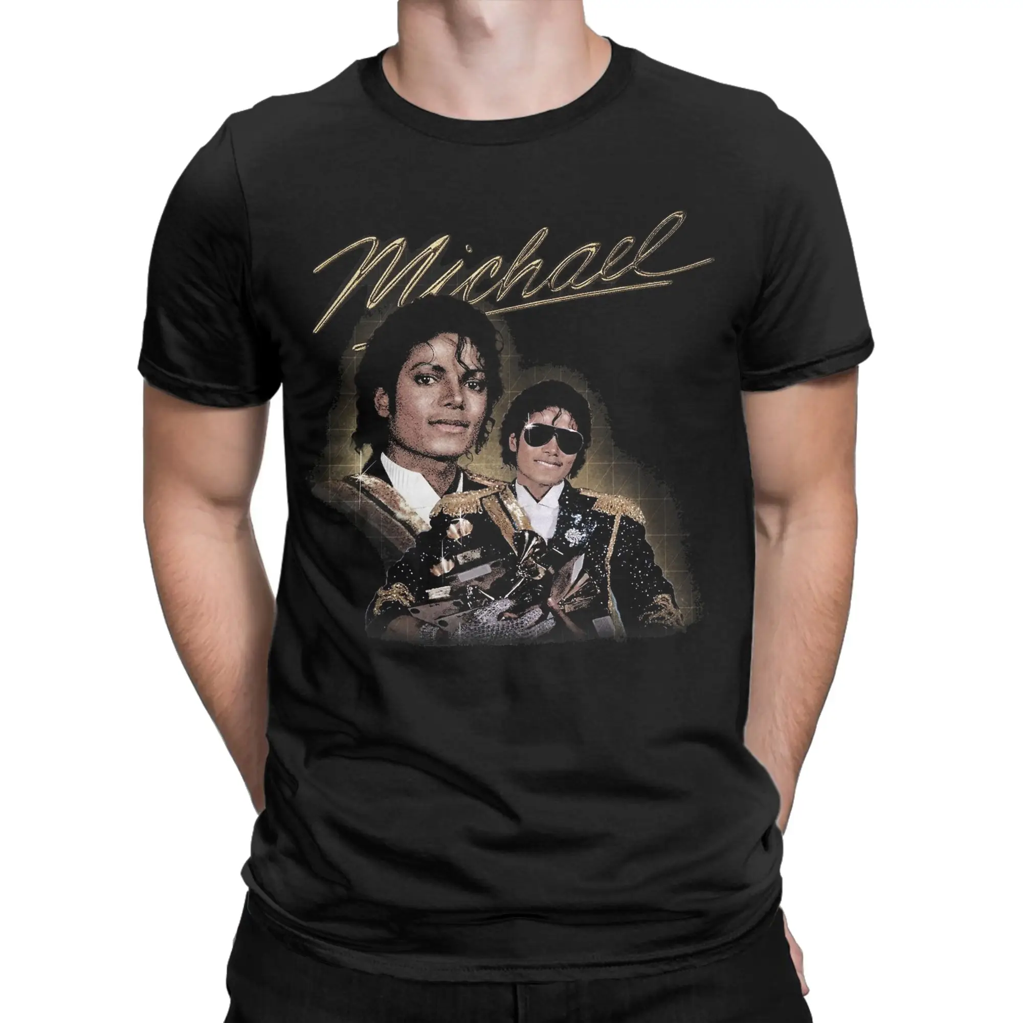 Men's Michaels Jacksons Grammy T Shirts  Pure Cotton Clothing Casual Short Sleeve Crewneck Tee Shirt Big Size T-Shirt