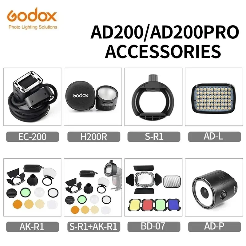 

Godox S-R1 AK-R1 BD-07 H200R EC-200 AD-P AD-L Flash Speedlight Adapter,Barn Door,Snoot,Color Filter Reflector For AD200 PRO