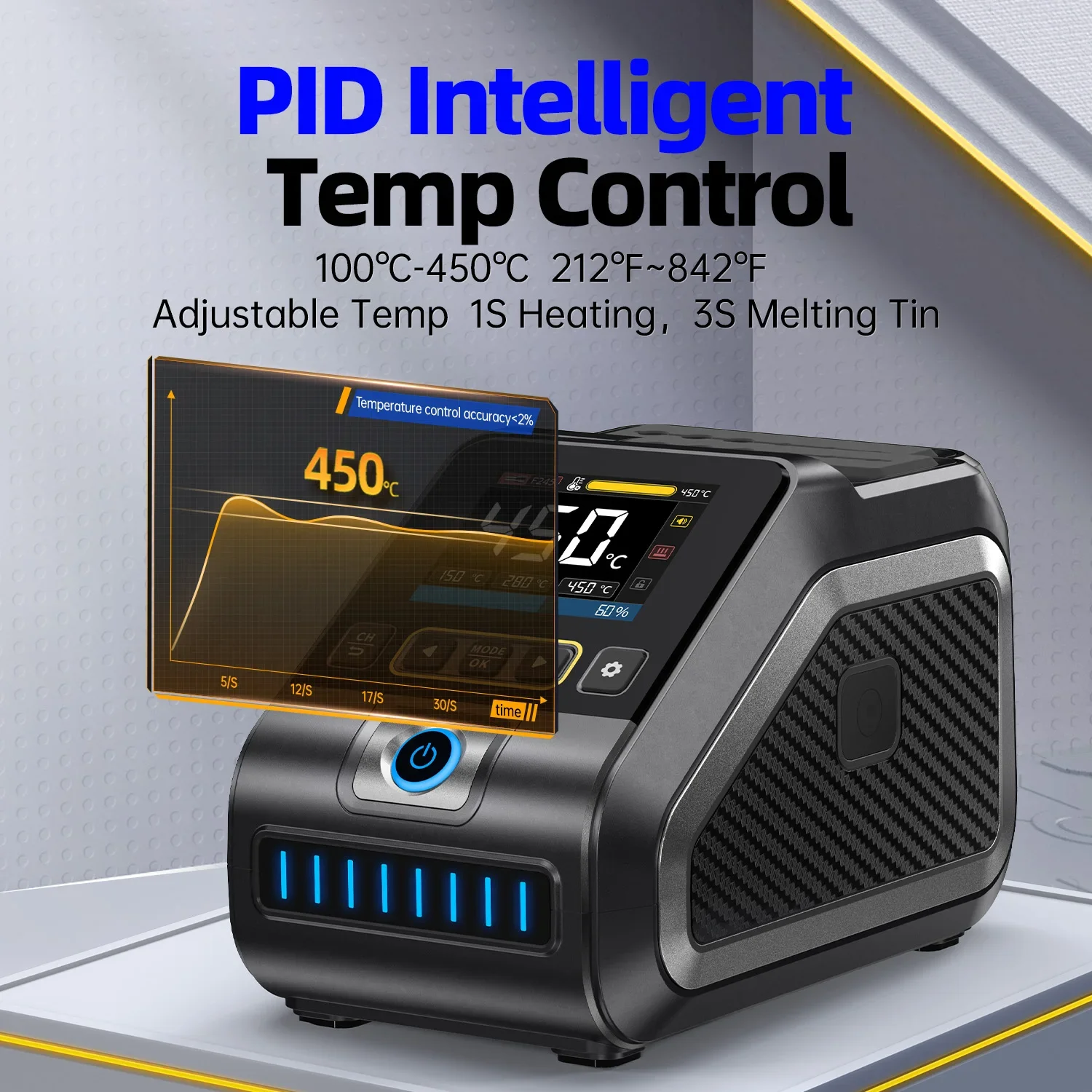 Imagem -04 - Estação de Solda Inteligente Controle de Temperatura Constante 200w Estação de Retrabalho de Soldagem de Aquecimento Rápido Suporta Alças C210 C245 Dws200